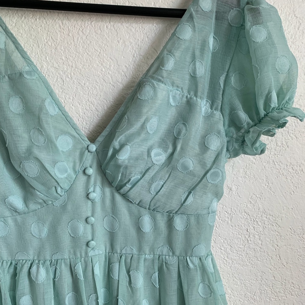 Unique vintage 1950s style mint polka dot dress